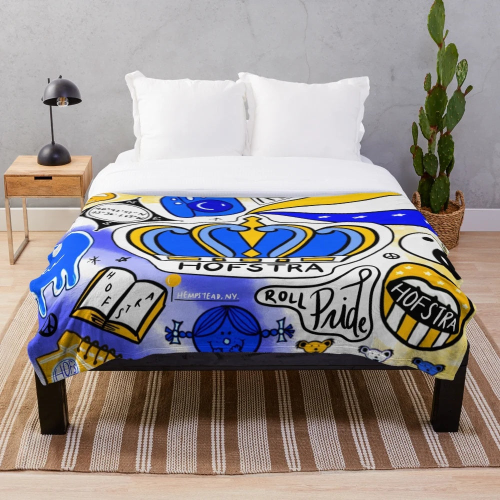 Hofstra University plush blanket with customizable design