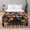 Plush blanket with a custom photo collage of Hugh Jackman