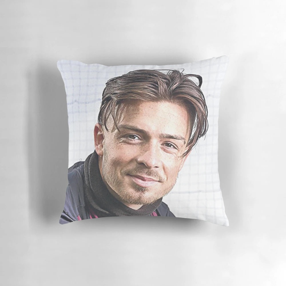 Image of a custom pillow featuring Jack Grealish's iconic smile