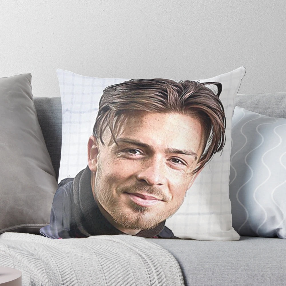 Image of a custom pillow featuring Jack Grealish's iconic smile
