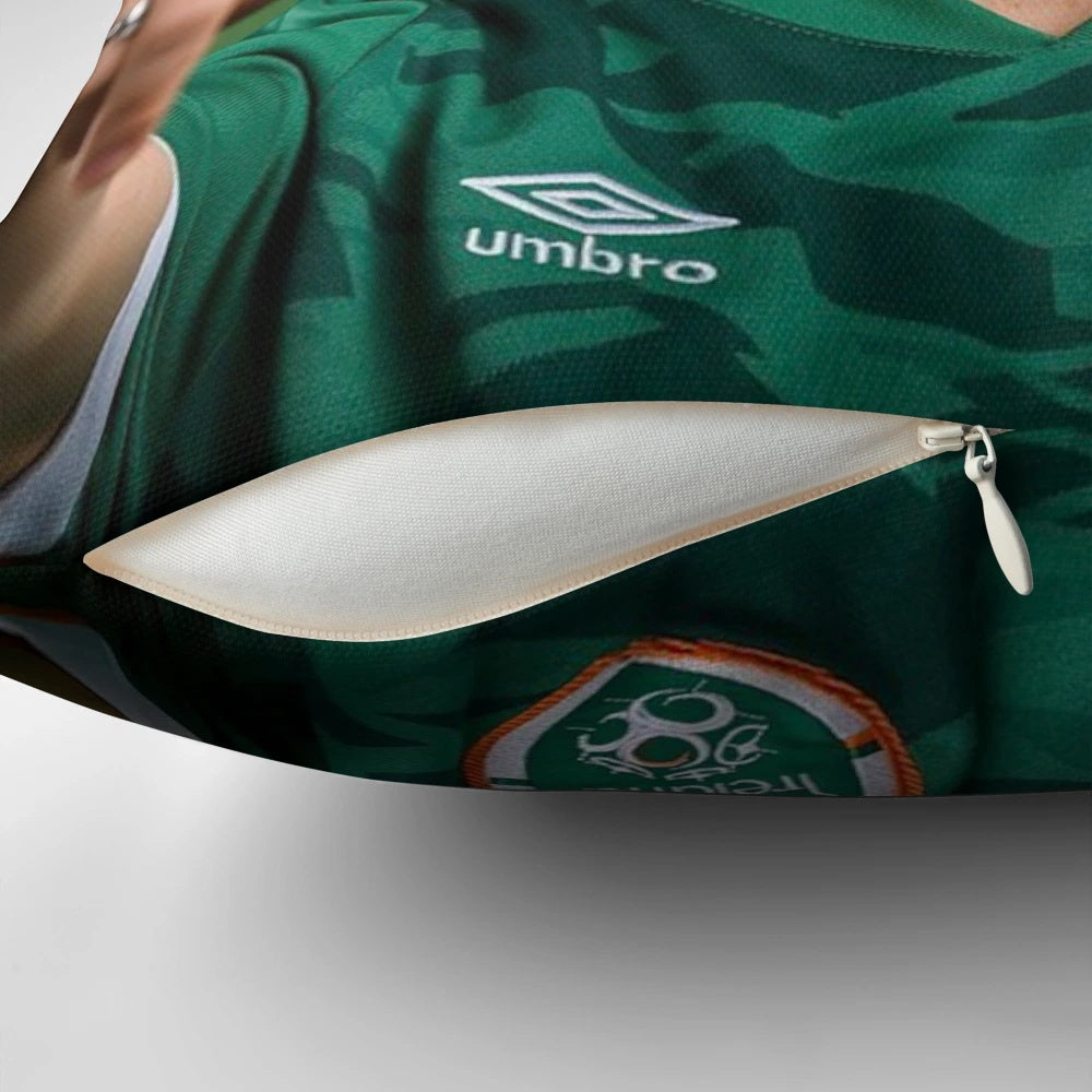 Plush and cozy pillow featuring the name and image of soccer player Katie McCabe