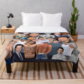 Cozy plush blanket featuring a collage of Mark Wahlberg photos