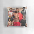 Personalized pillow featuring a photo collage of actor Michael B. Jordan