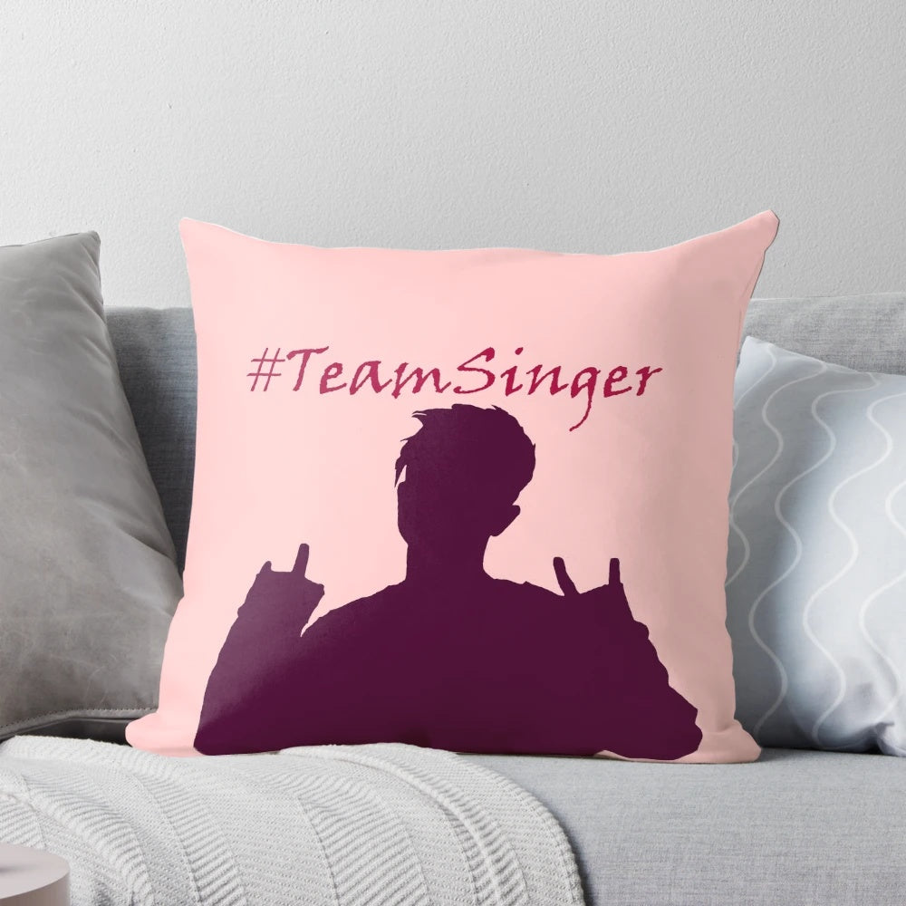 Customizable pillow featuring an illustration of German pop star Mike Singer
