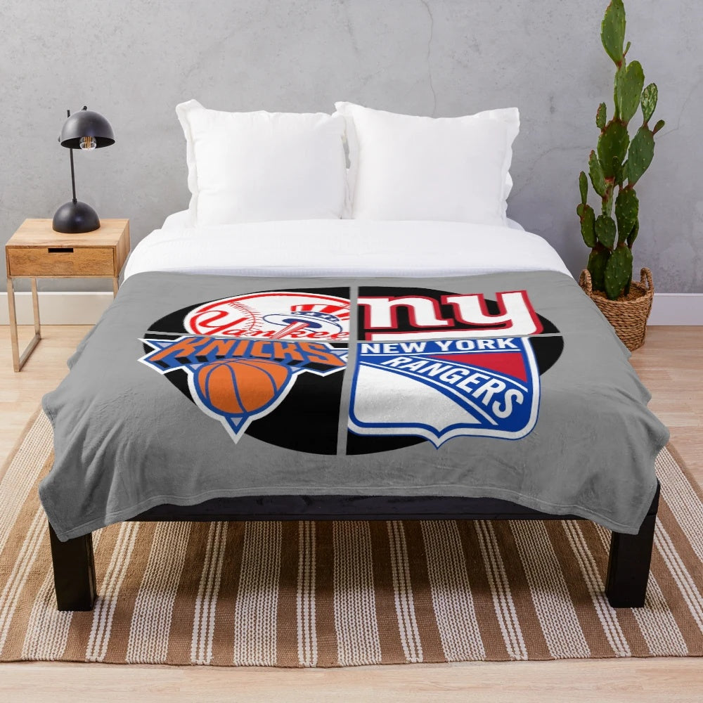 Customizable New York sports themed plush blanket