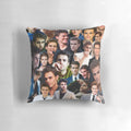 A high-quality throw pillow featuring a collage of images showcasing the actor Paul Wesley.