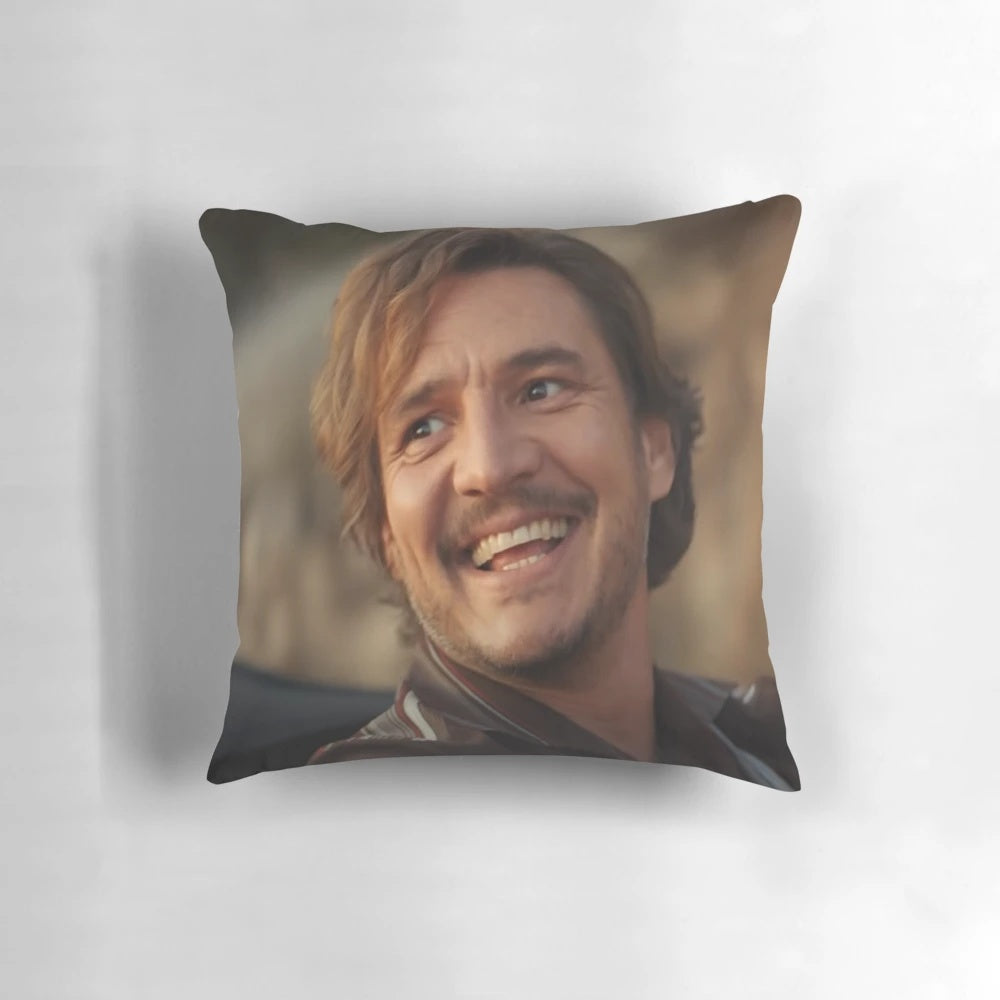 Customizable Pedro Pascal inspired throw pillow with a meme design