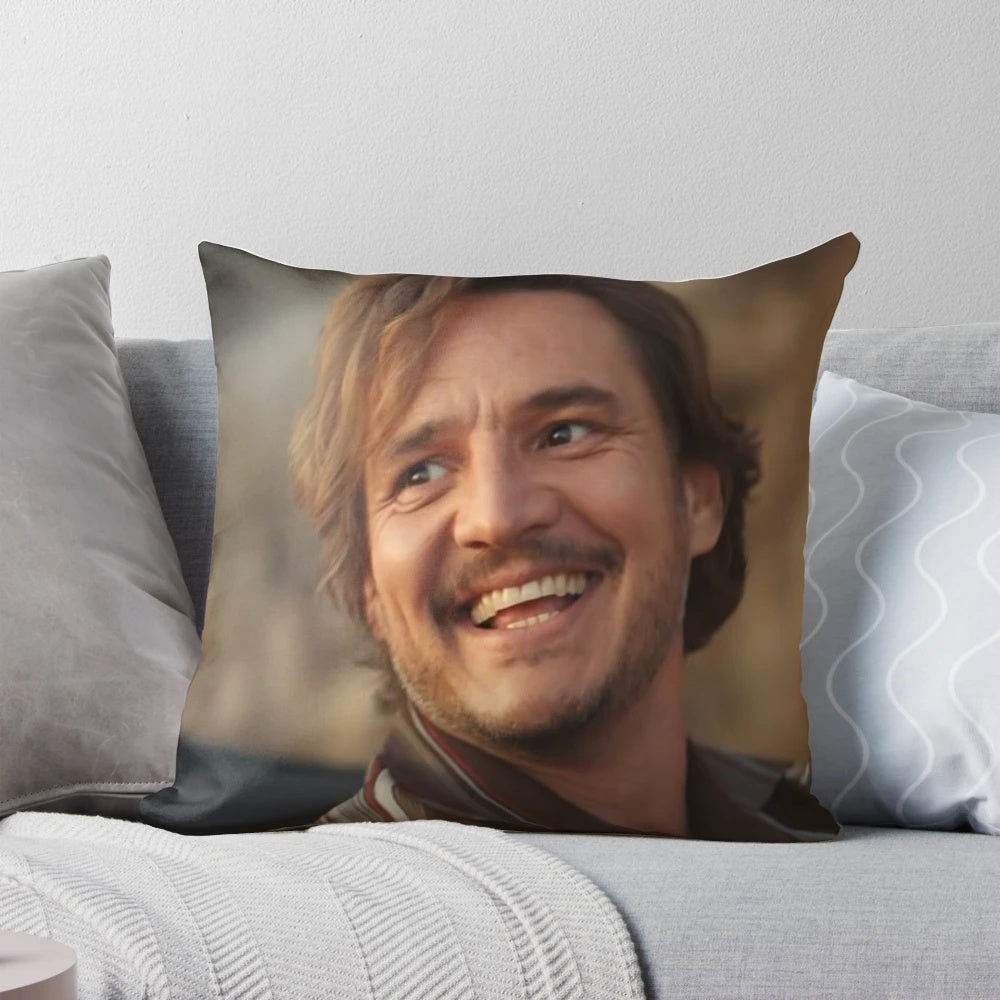 Customizable Pedro Pascal inspired throw pillow with a meme design