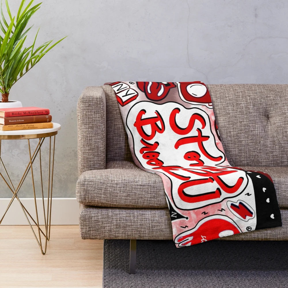 Soft and cozy plush blanket for college and university students