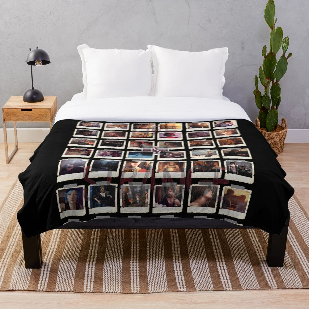 Plush blanket with wall art design inspired by the game Life is Strange