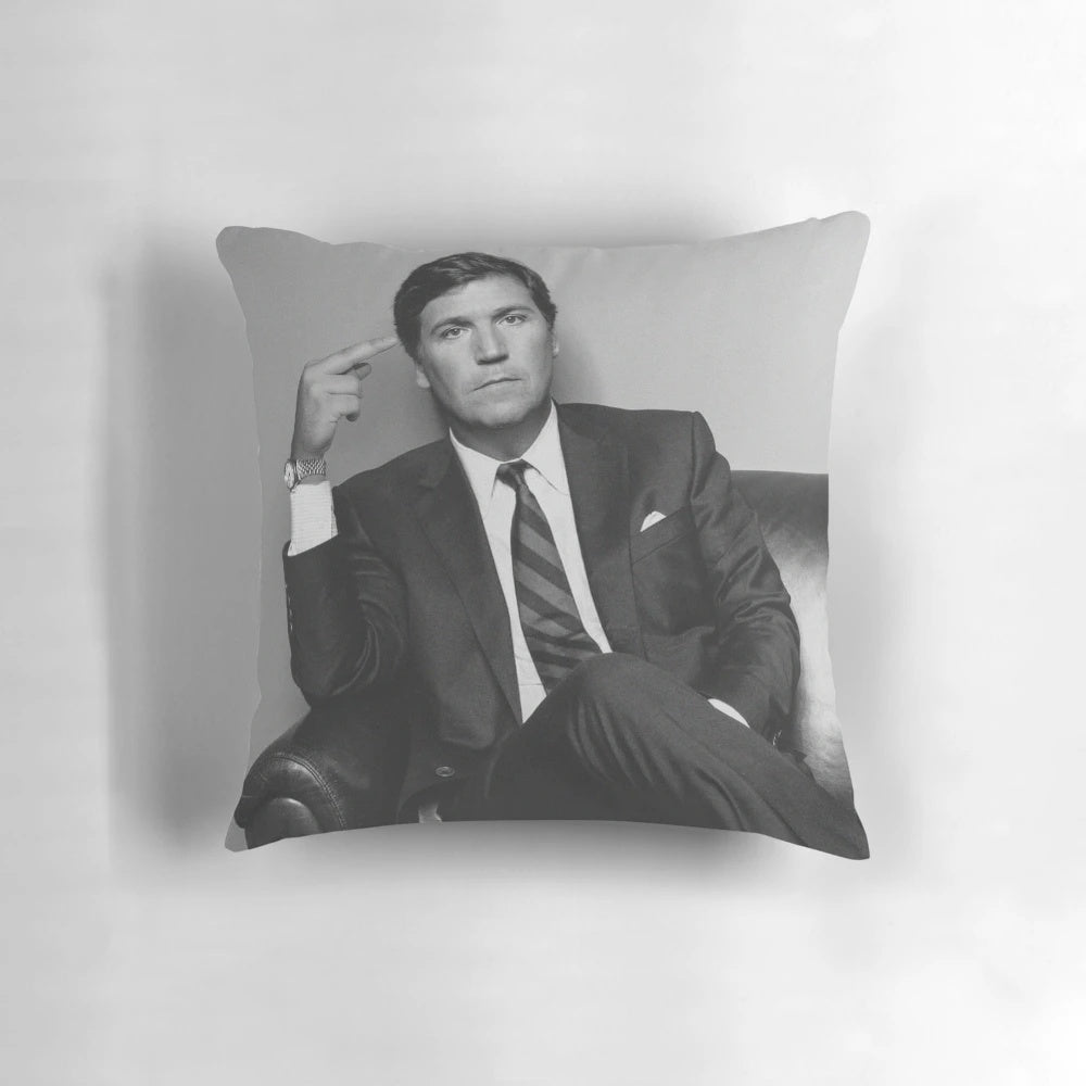 Tucker Carlson Inspired Middle Finger Pillow for Political Enthusiasts