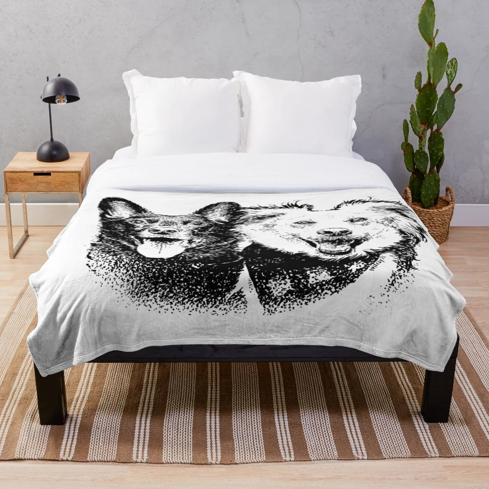 Puppers Plush Blanket with custom dog portrait
