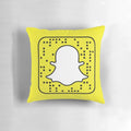 Plush, customizable Snapchat logo pillow for social media-inspired home decor