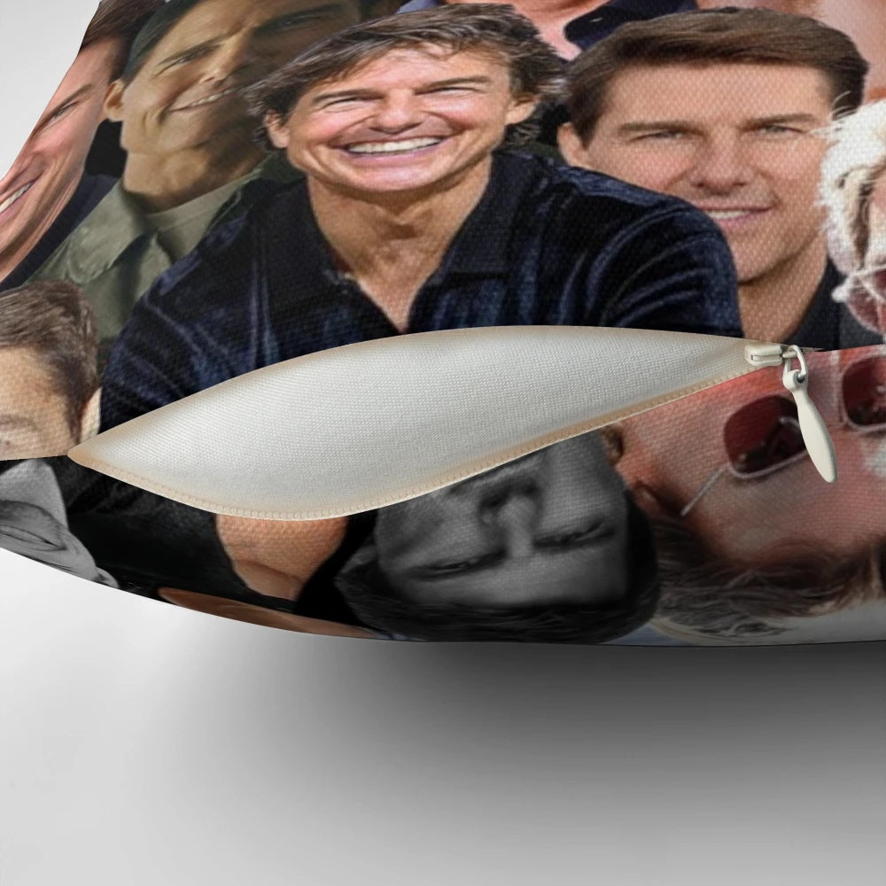 Unique Tom Cruise photo collage printed on a comfortable pillow