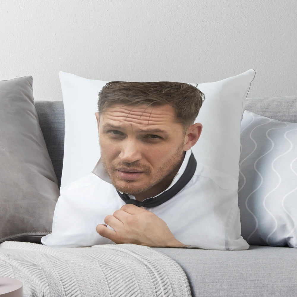 Plush pillow featuring an image of actor Tom Hardy