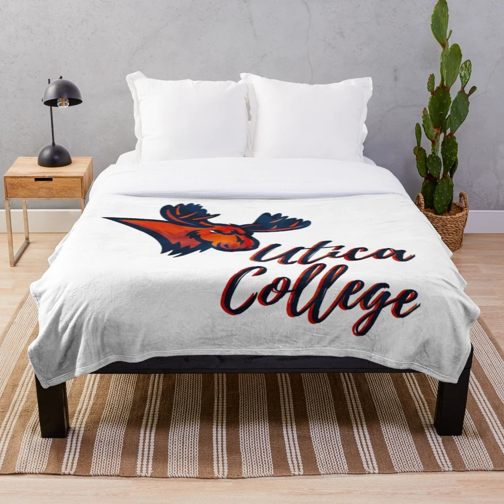 Utica College plush blanket with custom design
