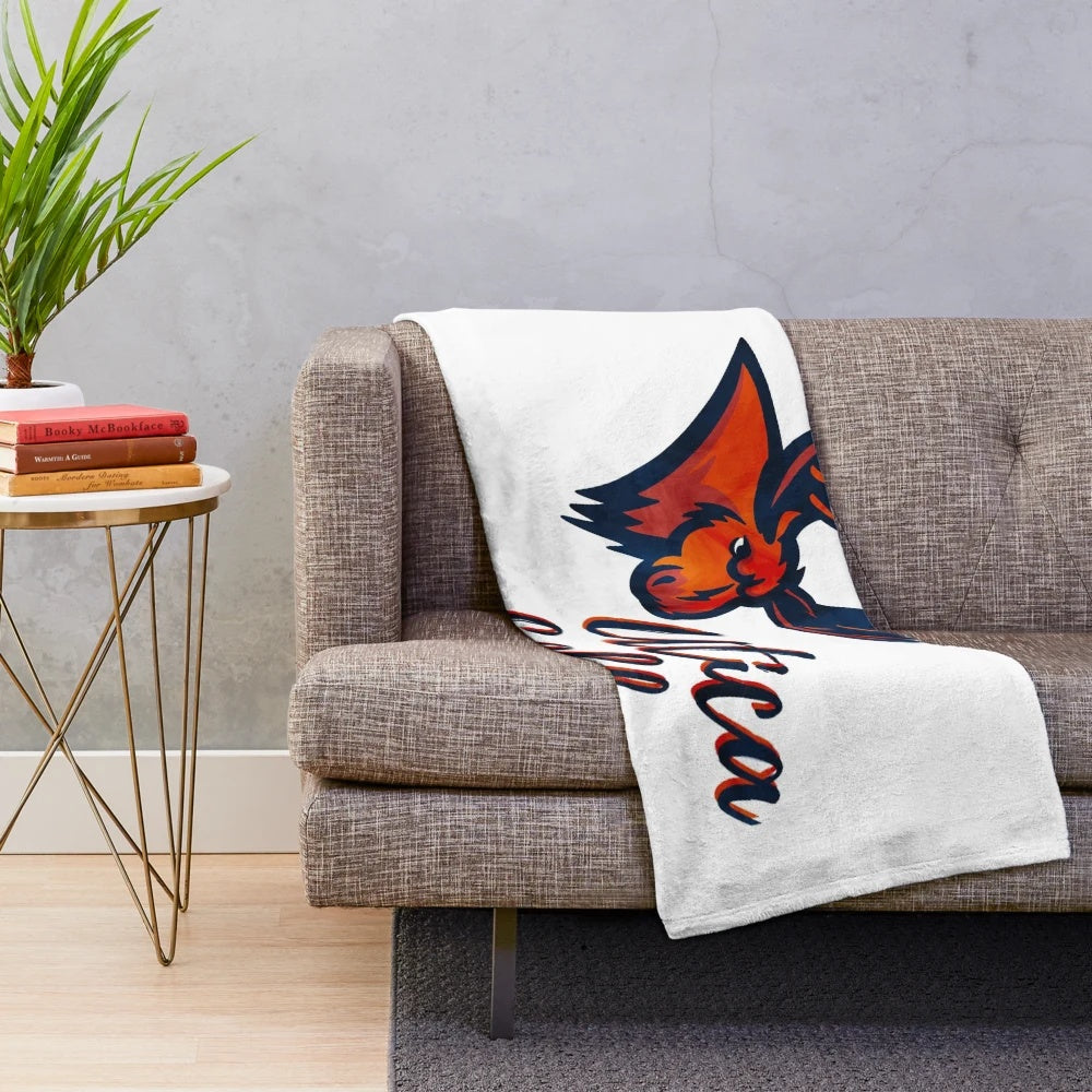 Utica College plush blanket with custom design