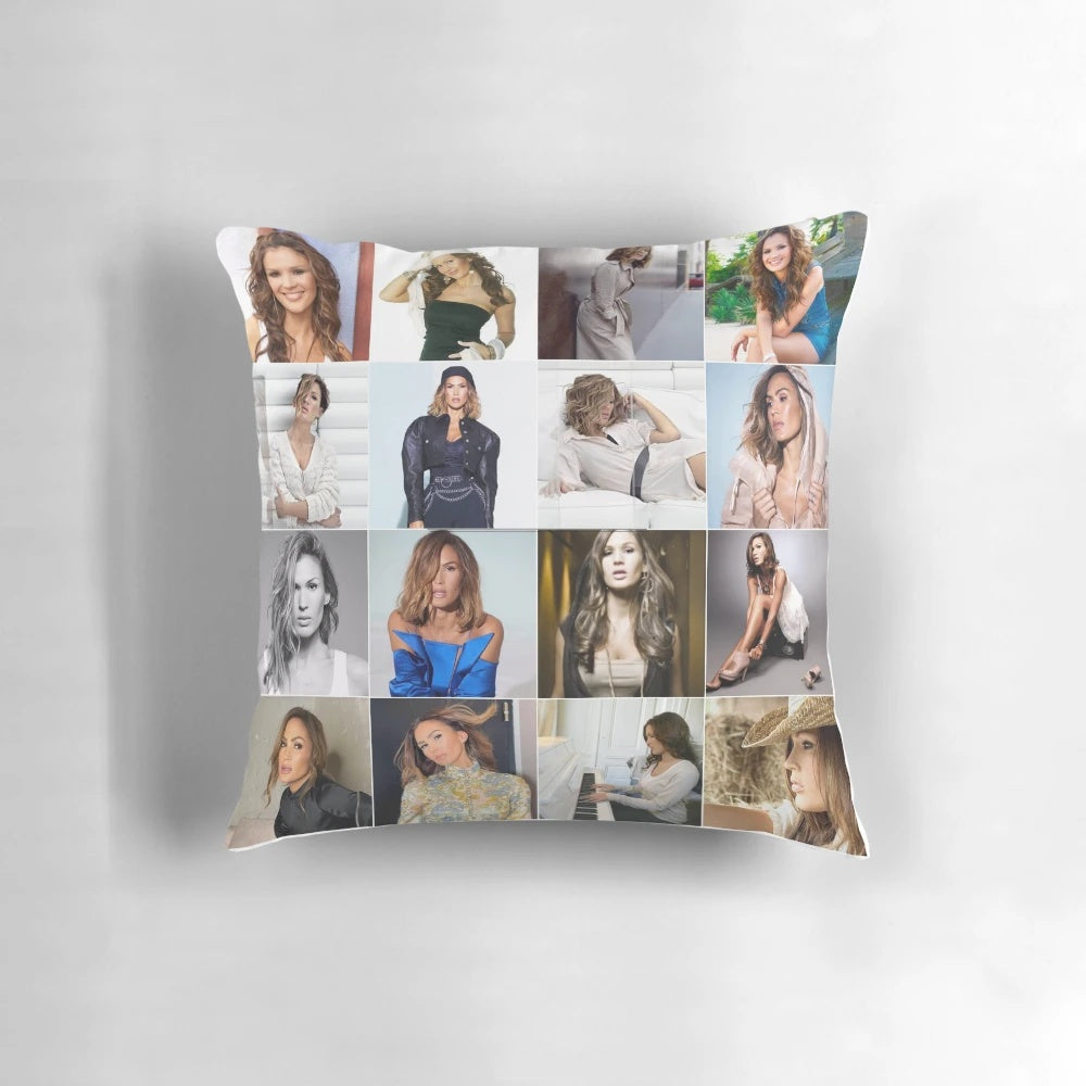 Vitaa Photo Collage Pillow featuring a custom photo collage of the popular French singer Vitaa