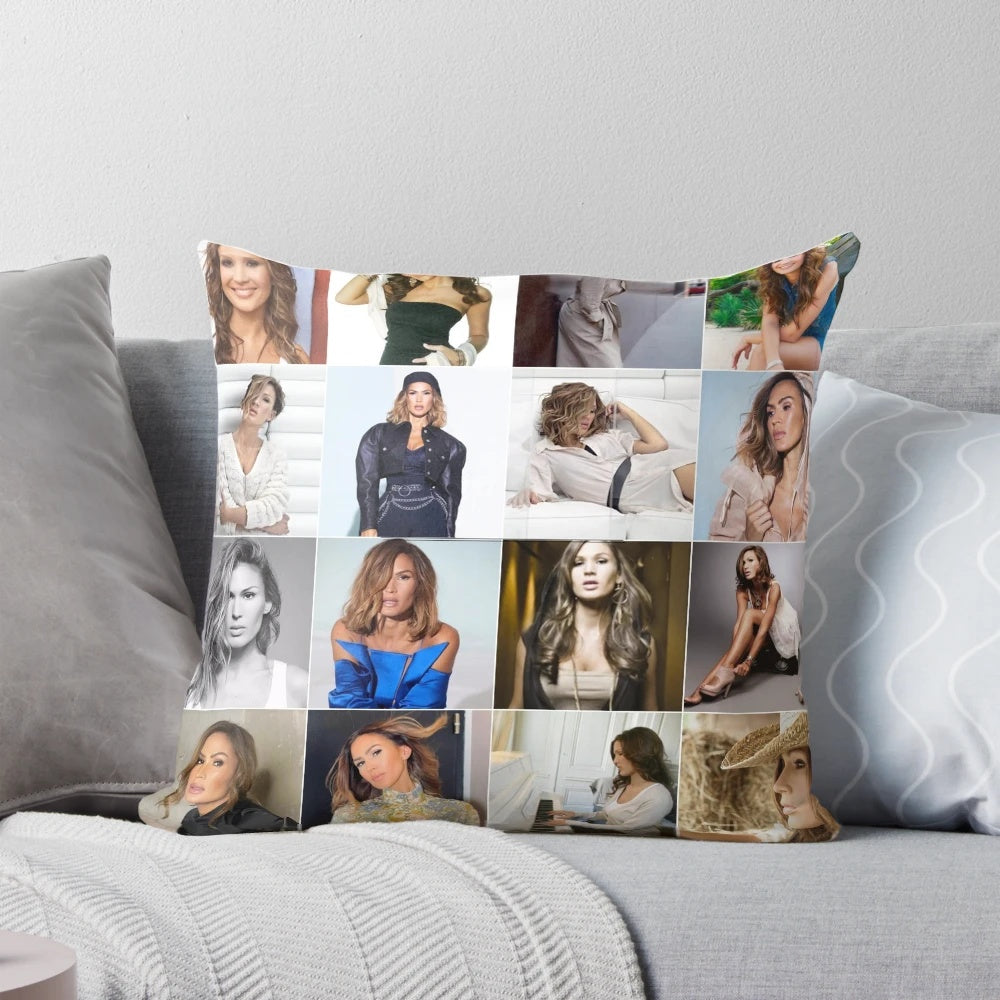 Vitaa Photo Collage Pillow featuring a custom photo collage of the popular French singer Vitaa