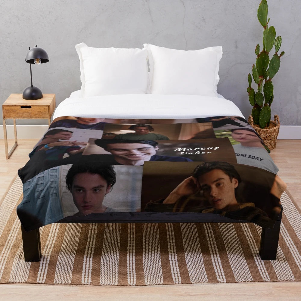 Customized plush blanket featuring Marcus Baker from the Netflix series Ginny and Georgia