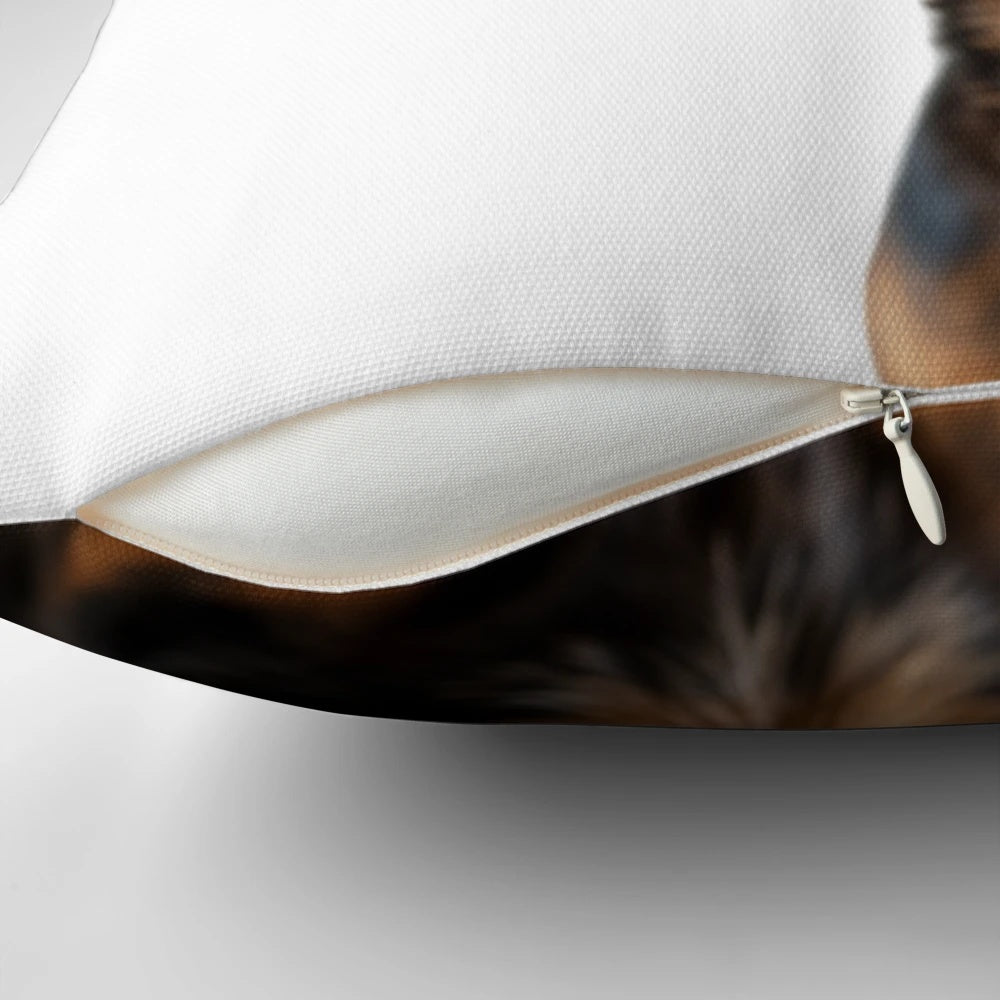 Dachshund-inspired decorative pillow featuring a cute brown dog design