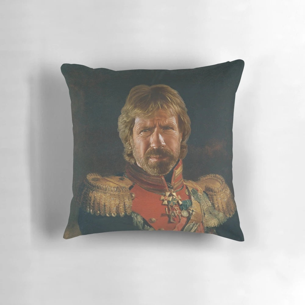 Custom chuck norris portrait pillow with photoshop-style image