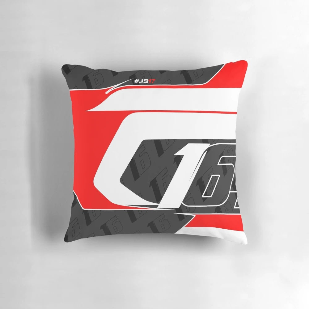 Charles Leclerc inspired helmet graphic printed on a high-quality pillow