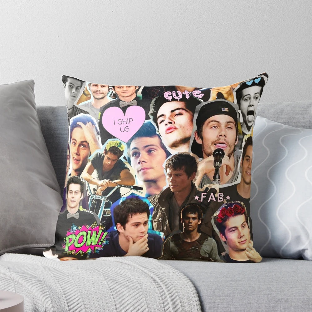 Collage design featuring images of actor Dylan O'Brien from Teen Wolf and The Maze Runner