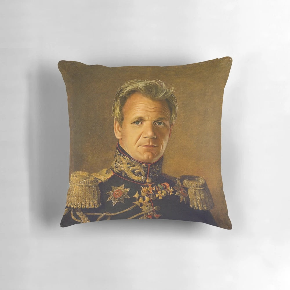 Personalized Gordon Ramsay portrait pillow with face swap design