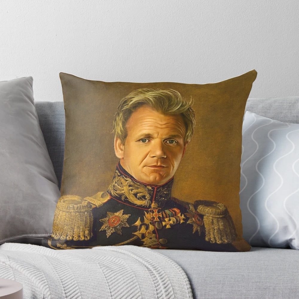 Personalized Gordon Ramsay portrait pillow with face swap design