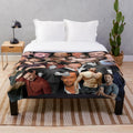 Soft and cozy plush blanket featuring a custom collage of Hugh Jackman photos