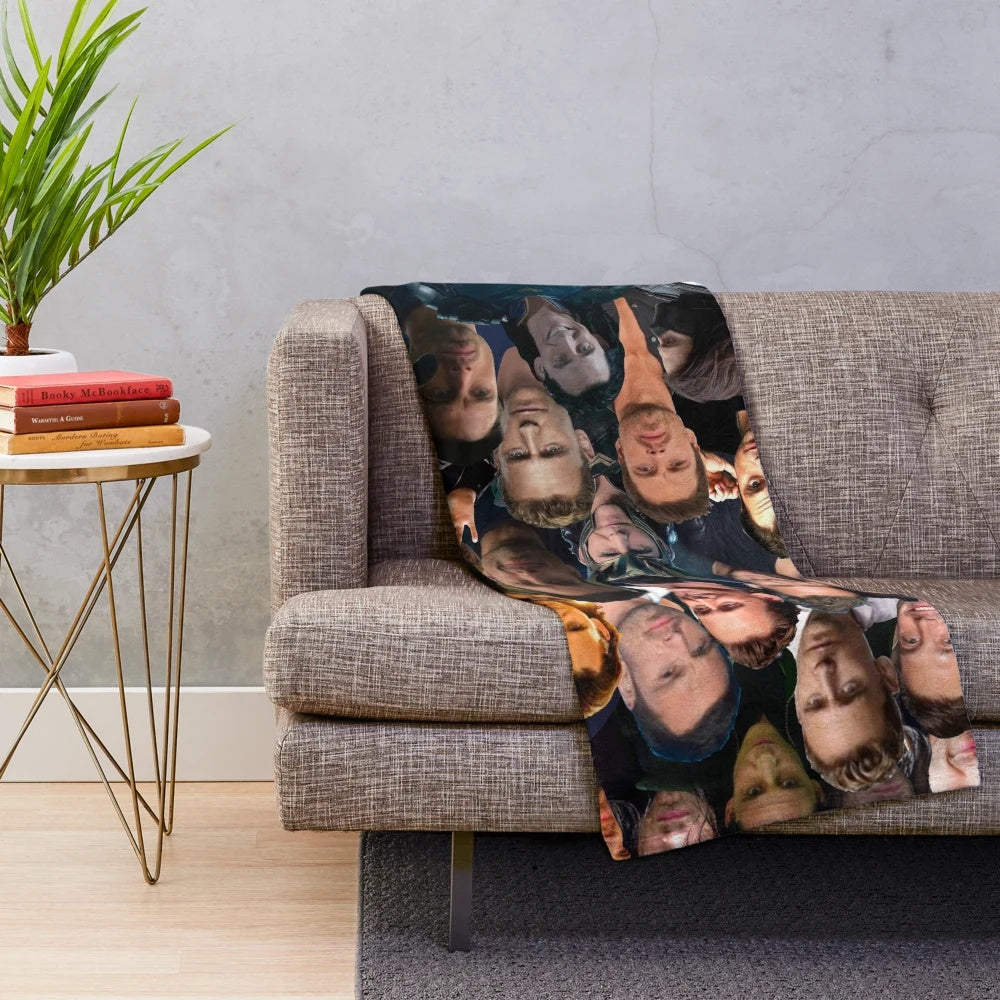 Close-up of a custom-designed plush blanket with a cozy and soft texture