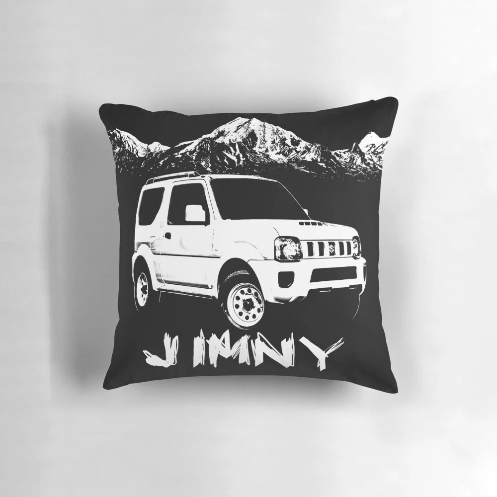 Soft, plush pillow featuring an image of a modified Suzuki Jimny 4x4 vehicle.