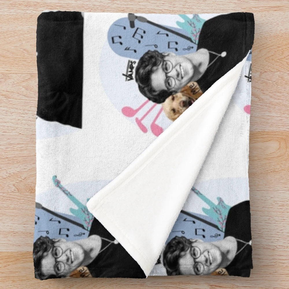 Customized The Vamps-inspired plush blanket featuring a Bradley Simpson edit
