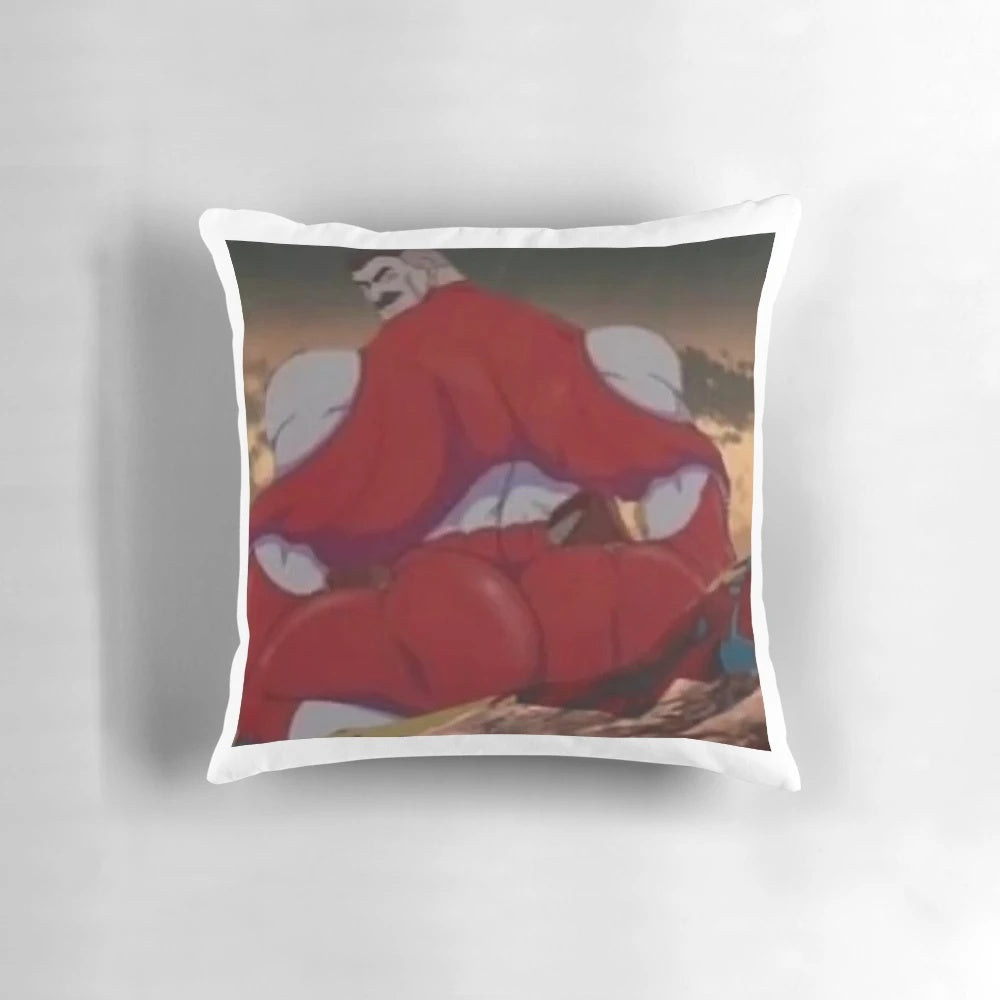 A plush, polyester-filled pillow with a humorous Omni Man meme design, perfect for fans of the Invincible series and Marvel superheroes.