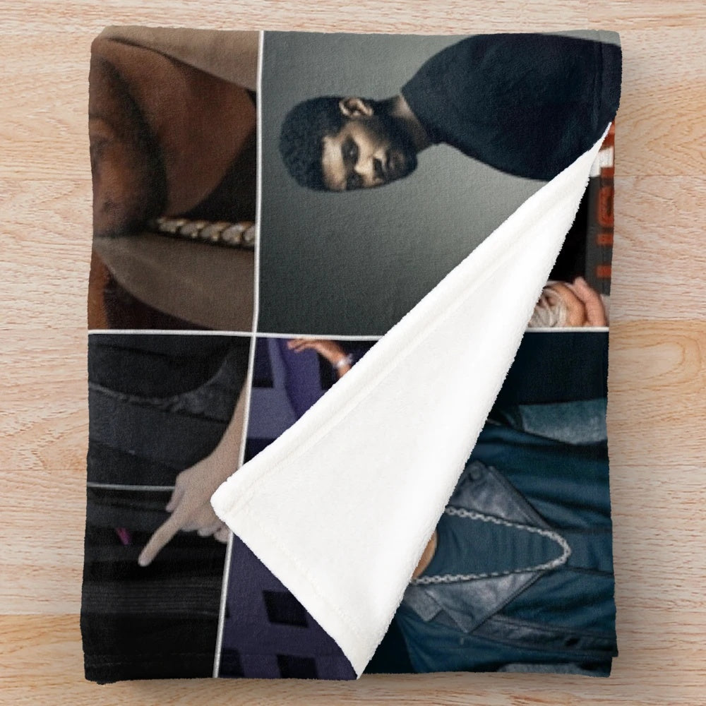 Usher singer photo collage print on a plush blanket