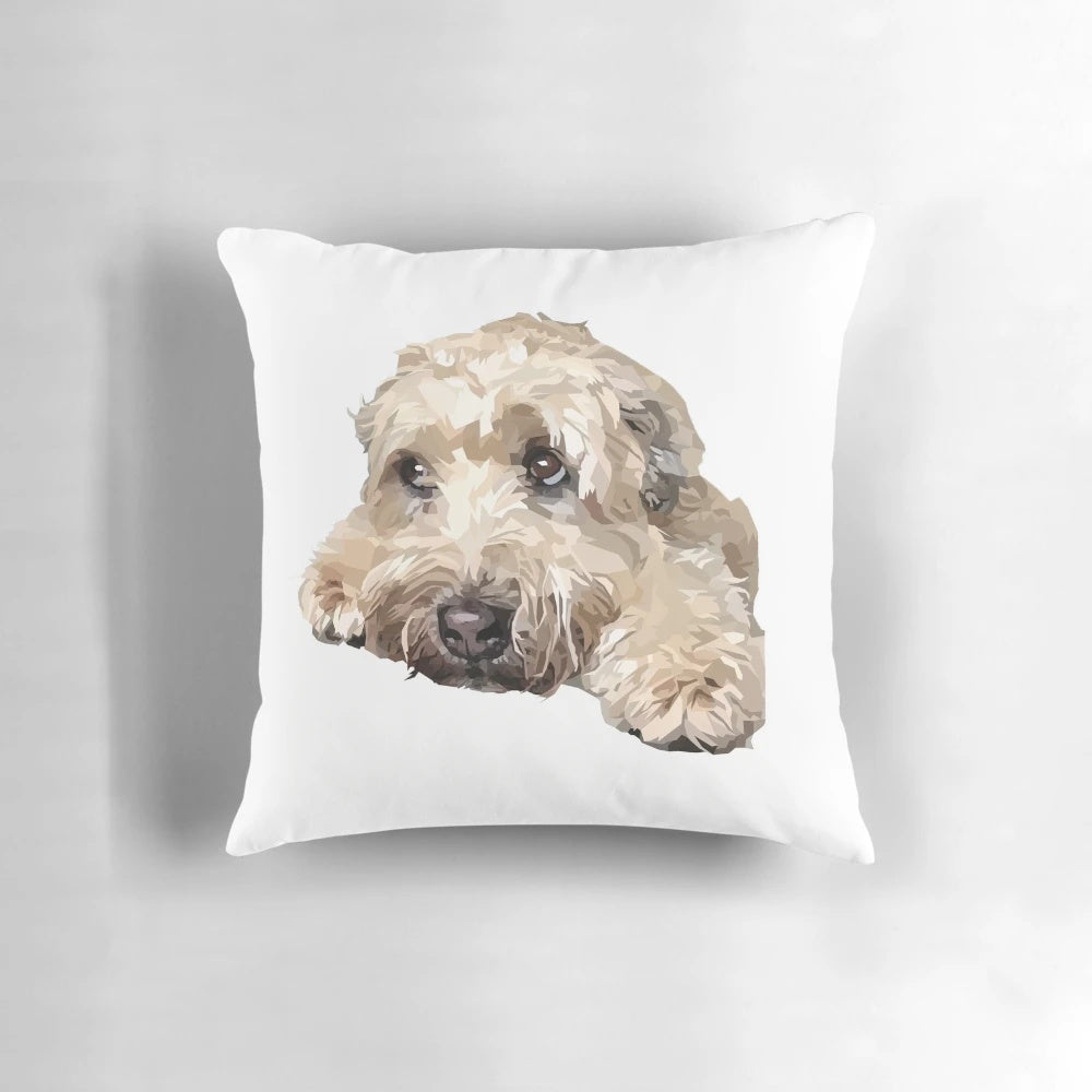 Soft and cozy pillow with a graphic design of a wheaten terrier