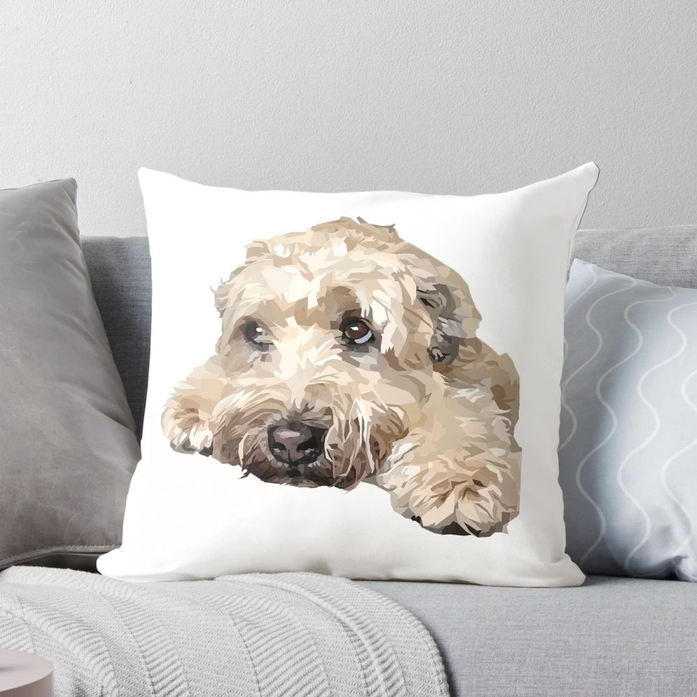 Soft and cozy pillow with a graphic design of a wheaten terrier