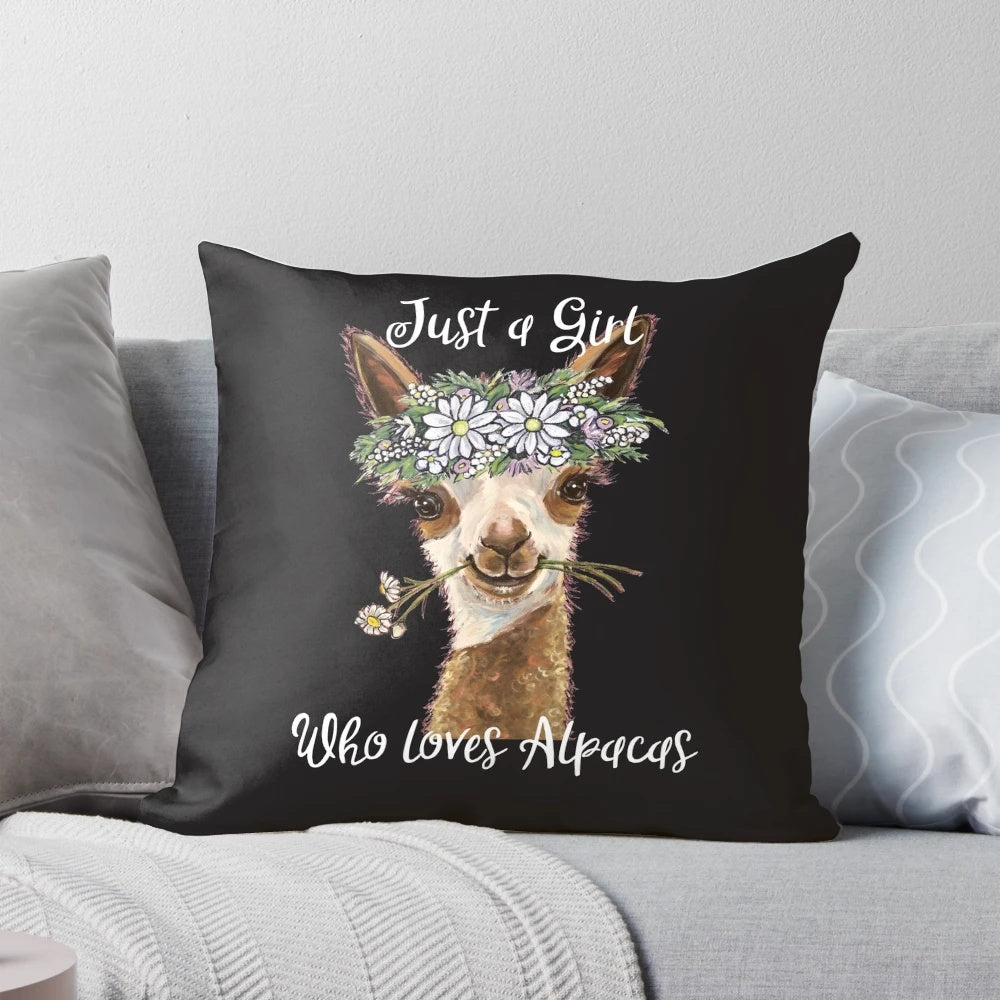 Soft and cozy alpaca-themed pillow for alpaca lovers