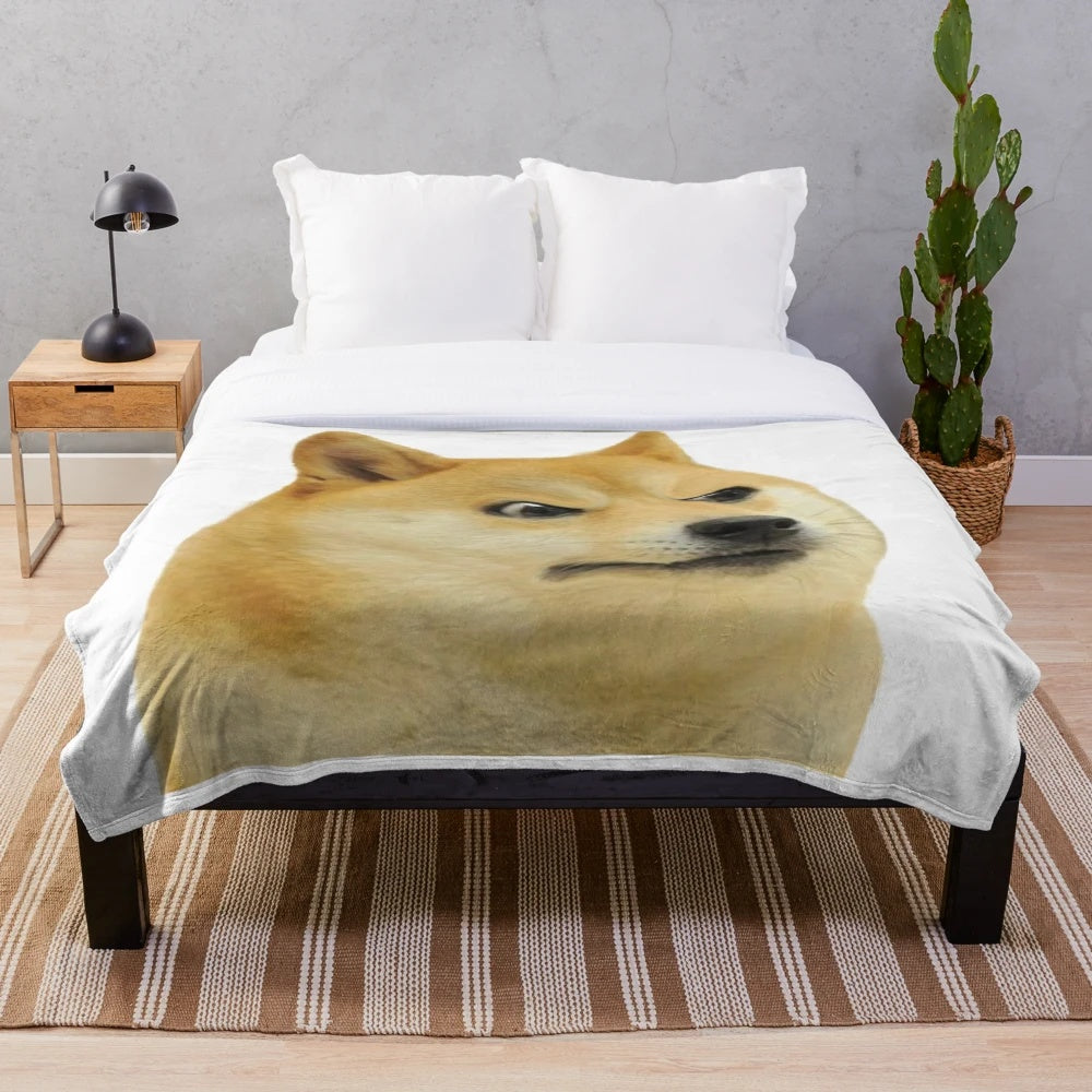 Angry Doge plush blanket, featuring a cute and funny shiba inu meme design