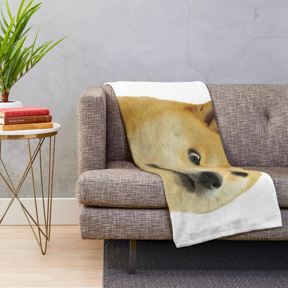 Angry Doge plush blanket, featuring a cute and funny shiba inu meme design