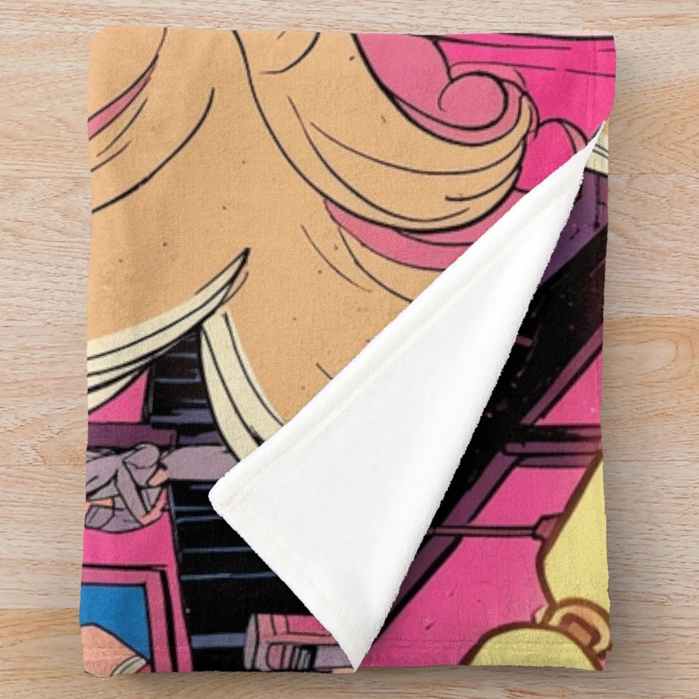 Cozy plush blanket featuring a kawaii anime girl design