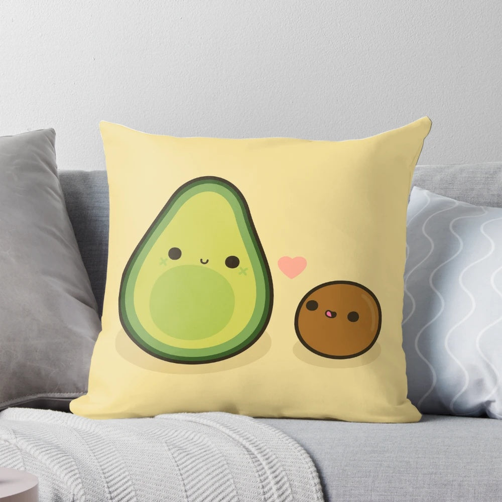 Cute avocado-shaped plush pillow with heart design, perfect for Valentine's Day and home decor.