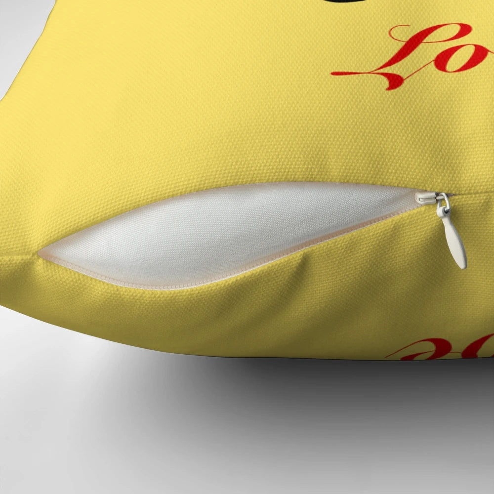 Soft, plush pillow featuring a heart design and a playful bichon frisé dog