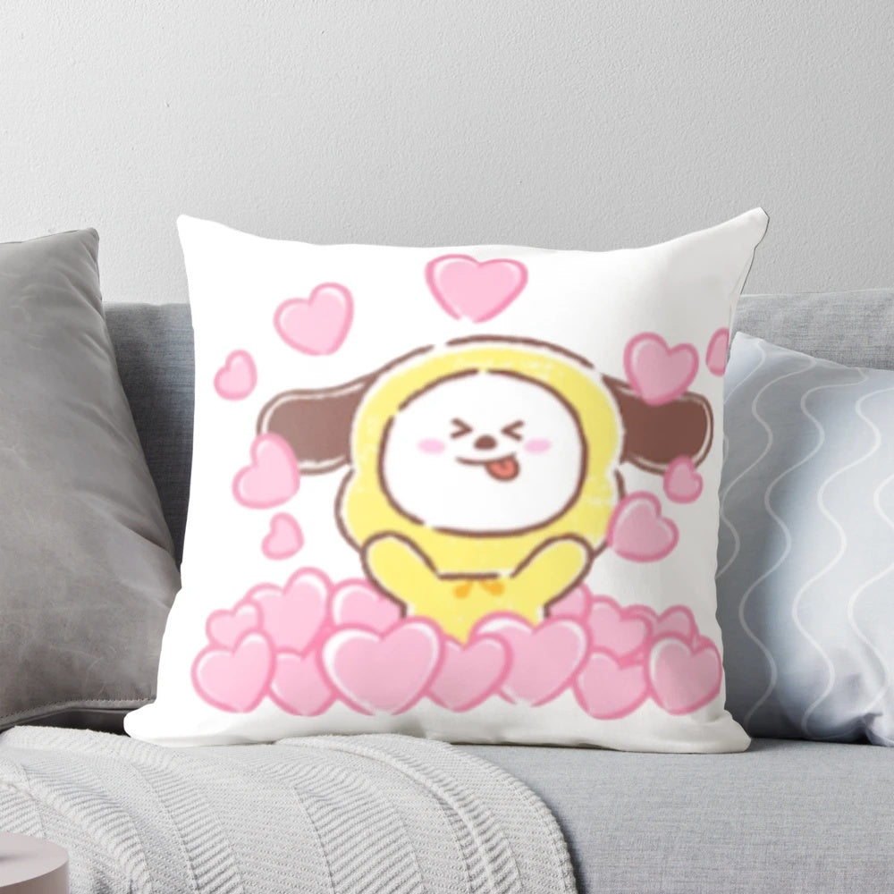 Soft, cuddly BT21 Chimmy pillow with a cute, cartoon design
