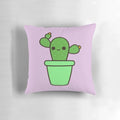 Cute and adorable cactus illustration printed on a decorative throw pillow.