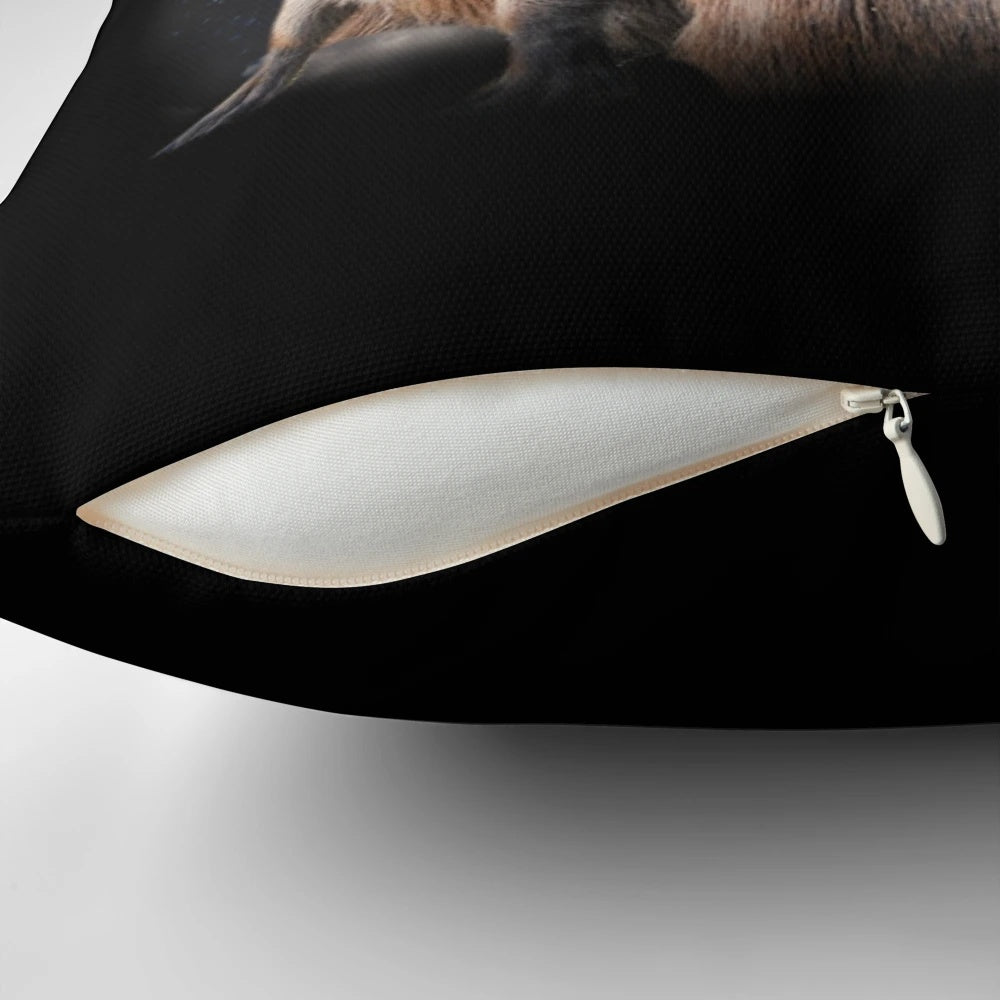 Whimsical Capybara Trio and Moon Graphic Pillow