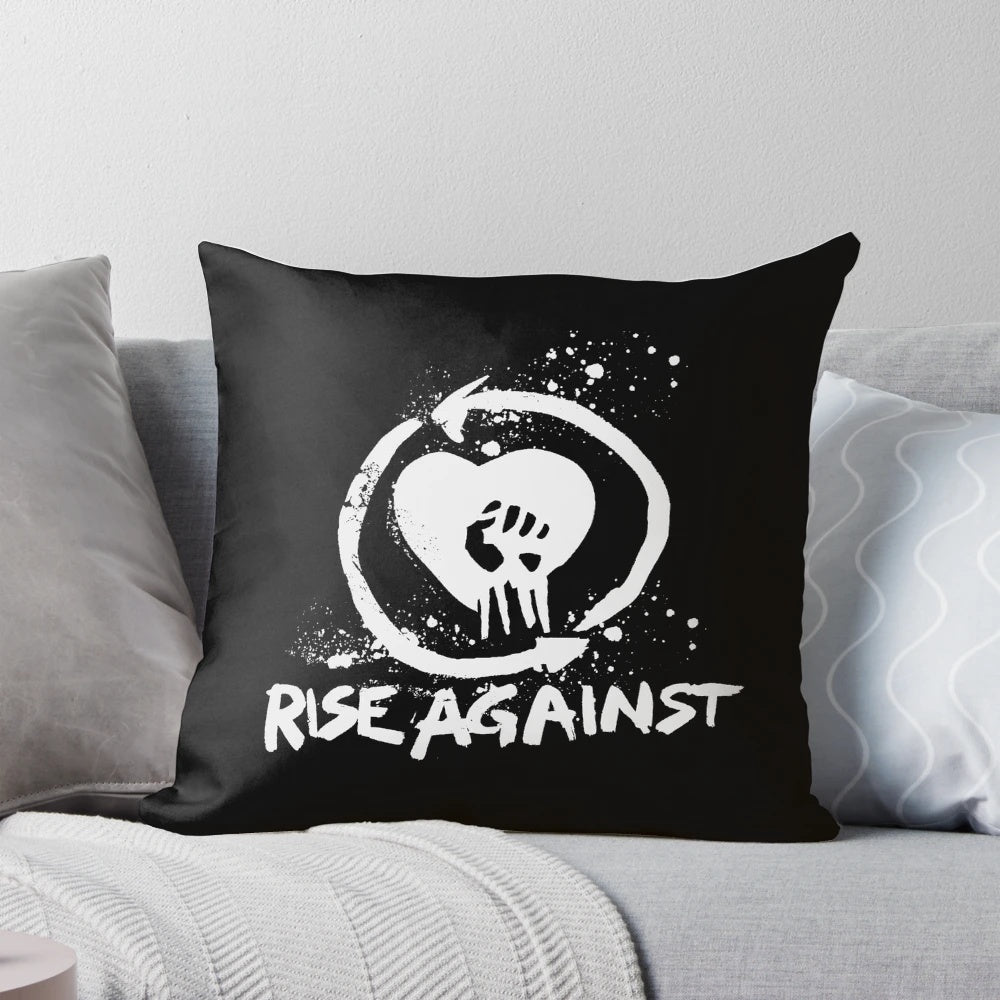 Soft and cozy pillow featuring the logo and artwork of the popular rock band Rise Against