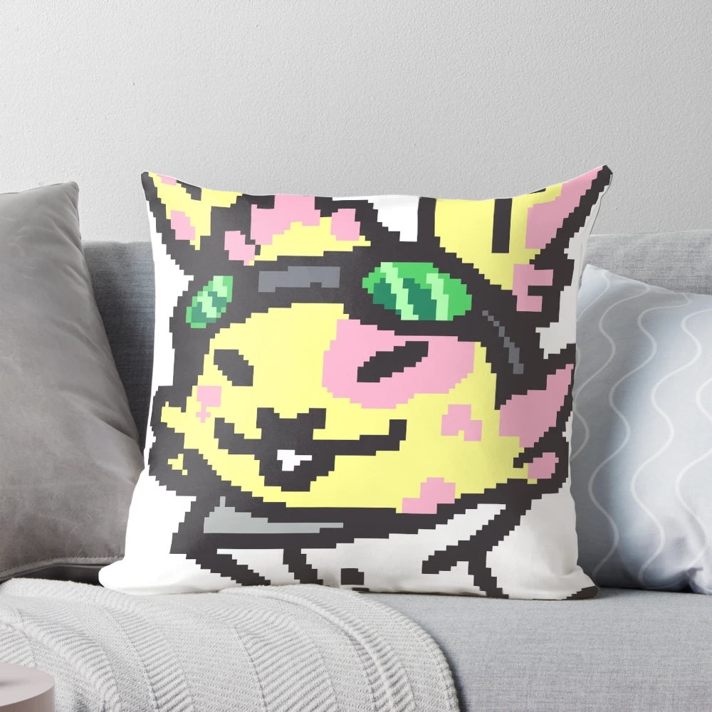 Adorable chibi bunny scientist pillow in yellow and pink
