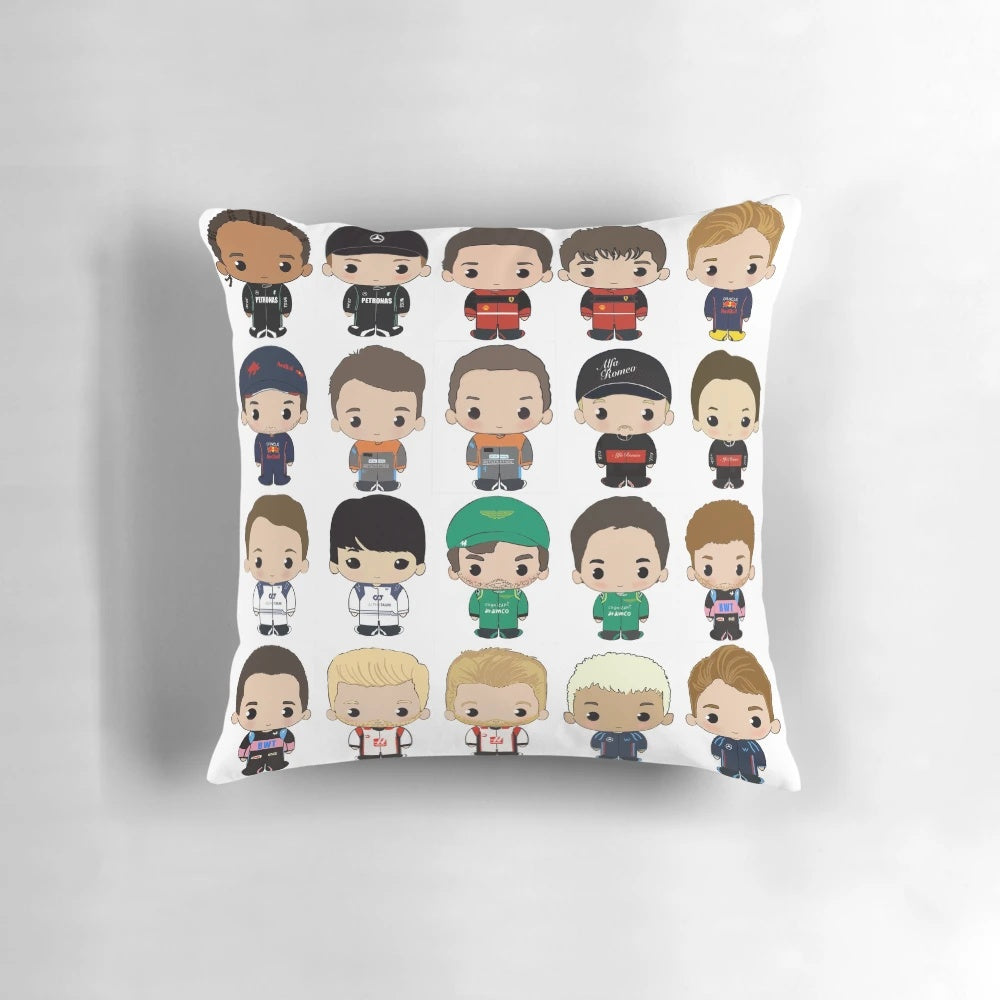 Cute Formula 1 2023 Class Pillow with Chibi-Style Drivers